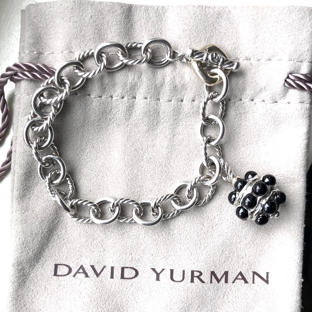 David Yurman oval link bracelet /black onyx charm
